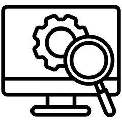 Search Engine Optimization black outline icon, related to digital marketing theme. use for modern concept, UI or UX kit, app and web development.