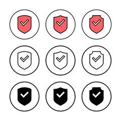 Shield check mark icon vector illustration. Protection approve sign. Insurance icon