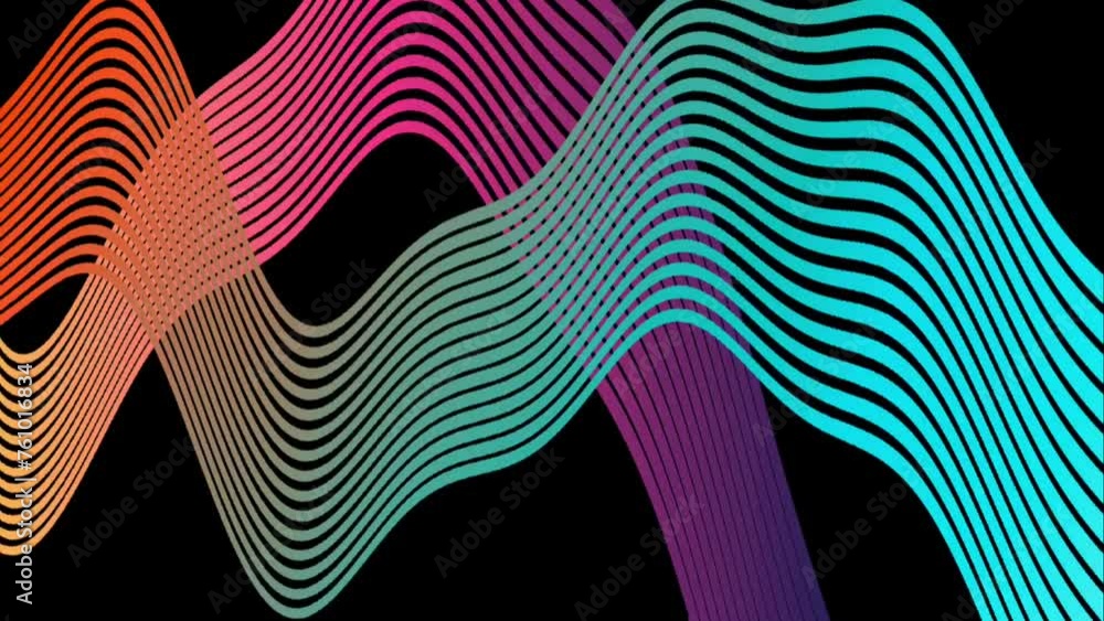 Poster bright gradient color dostortion wavy line animated