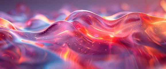 Fotobehang Fractale golven 3d rendering abstract background with holographic twisted shapes in motion, Desktop Wallpaper Backgrounds, Background HD For Designer