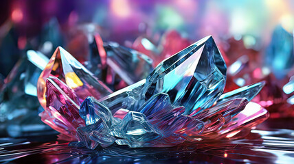 Beautiful crystals on a dark background 3d rendering