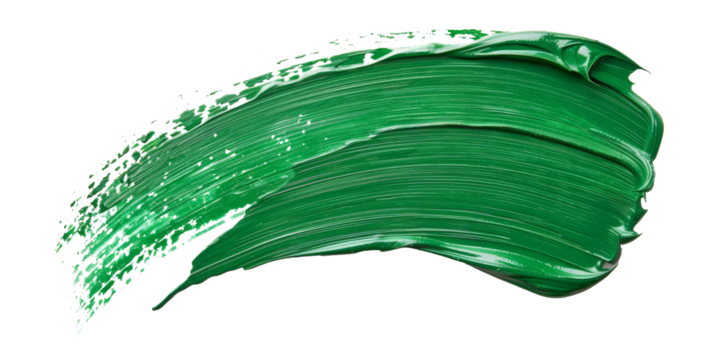 Vibrant Green Paint Brush Stroke on Transparency