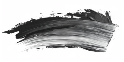 Bold Black Paint Brush Stroke on Transparent
