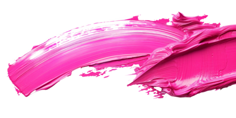 Vibrant Pink Paint Brush Stroke on Transparency