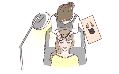 上から見たまつ毛エクステの施術イラスト