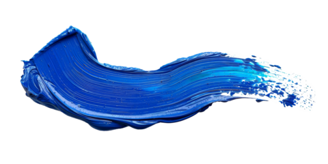 Blue Paint Brush Stroke on Transparent Background