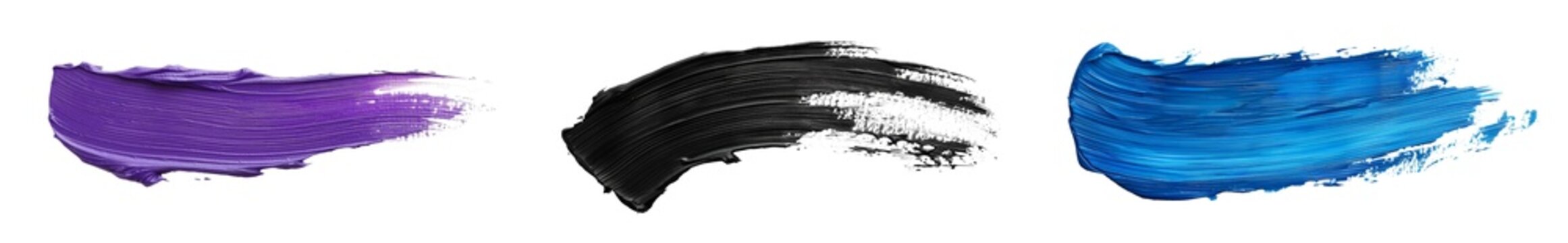 Vibrant Blue Paint Brush Stroke on Transparent