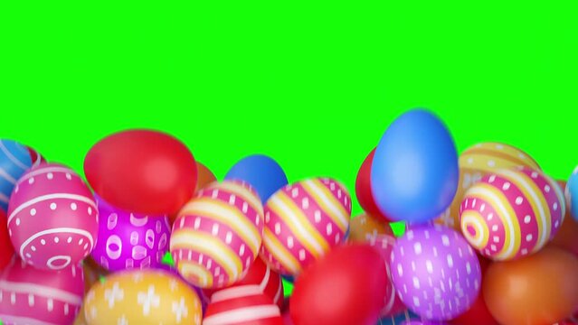 easter eggs transitions on a green background