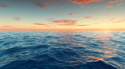 Poster Subtle sunrise over a vast ocean with soft light spreading across the gentle waves © Ross