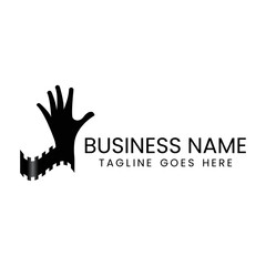 Obraz premium hands up movie or film vector logo design for sale