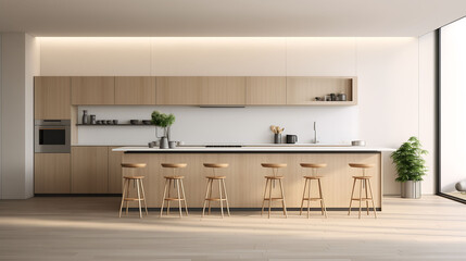 Modern kitchen set interior in Scandinavian style