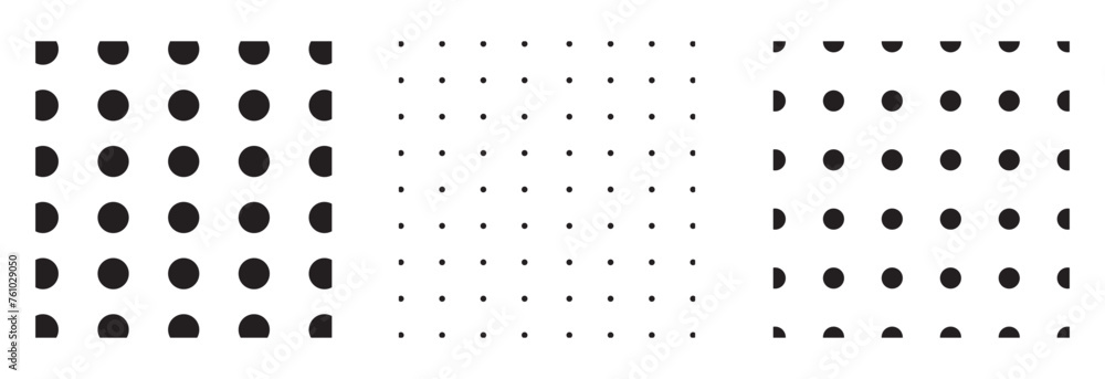 Poster set polka dots seamless vector pattern. simplae background for web or print. abstract surfece. 3 sea