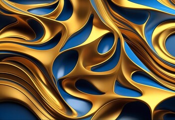 Abstract gold and blue shape background