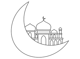 Islamic Mosque Line Art Illustration