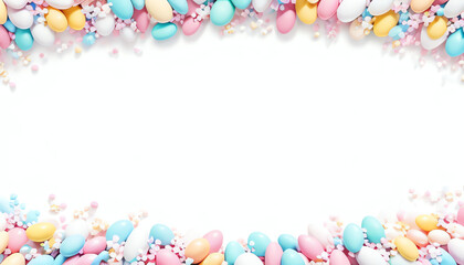 Naklejka na ściany i meble Pastel Colorful Easter Eggs Frame, Copy space center white background