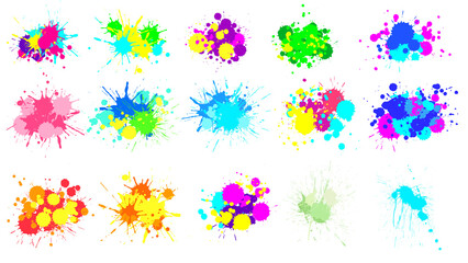 Colour Paint Graphic Set, splash pattern vector illustrations Stock