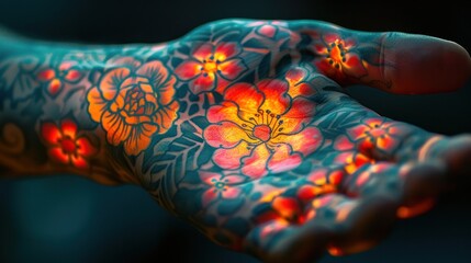 An eczema or psoriasis-friendly hand tattoo with moisture-sensing technology.