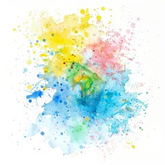 Bright watercolor burst with a spectrum of yellow, pink, and blue tones, conveying energy and joy.