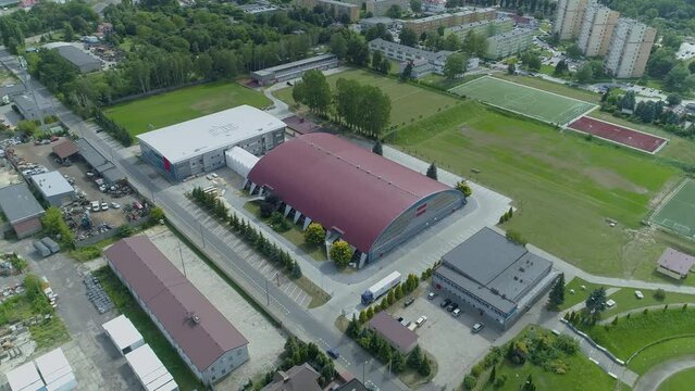 Beautiful Sports Hall Zgierz Aerial View Poland