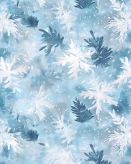Snow flakes pattern seamless graphic design vector illustration, soft brush strokes, cold blue colors	
