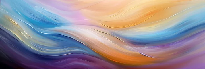 Rolgordijnen abstract waves of color in an oil painting, generative AI © VALUEINVESTOR