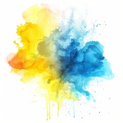 Cool blue and warm yellow watercolor merge, symbolizing the meeting of sky and sun.