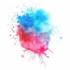 Dynamic red to blue watercolor explosion on white canvas.