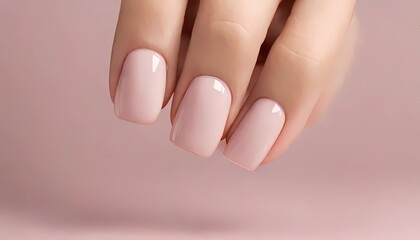 Female hand with pink nail design, Nail polish manicure, Generative AI illustrations.