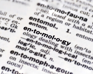 closeup of the word entomology in the dictionary