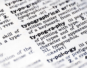 Closeup of the word typography in the dictionary © andybirkey