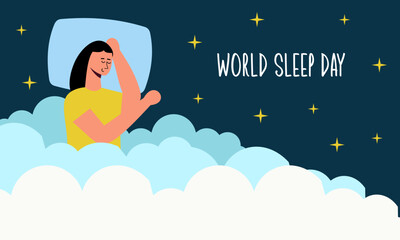 World sleep day. Cute planet Earth sleeping under a blanket on an international holiday