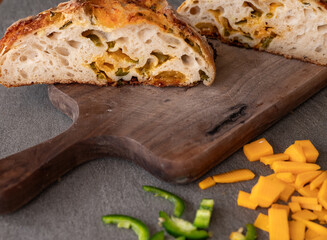 Sourdough bread on a cutting board
