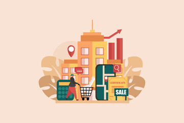 Obraz premium Real Estate Flat Illustration Design
