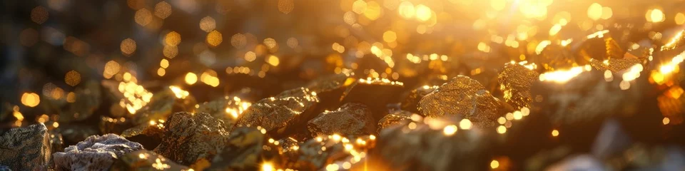 Fotobehang Raw gold nuggets gleaming in the soft light © Shutter2U