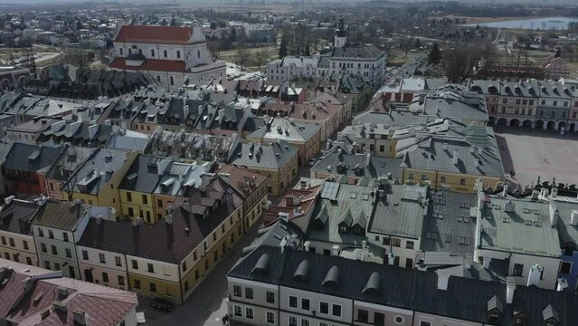 Beautiful Panorama Old Town Zamosc Aerial View Poland