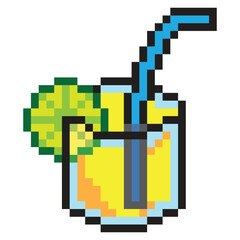 Fototapeta premium Lemonade in 8 bit pixel art style