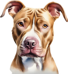 watercolor painting of a cute Pitbull.