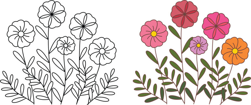 Easy Wild Flower Coloring Page