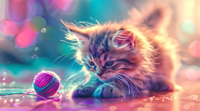Papercraft art stock image of Supercute illustration of a fluffy