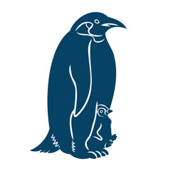 コウテイペンギンのシルエットイラスト