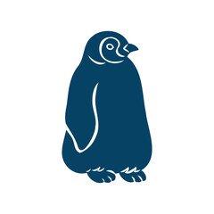 コウテイペンギンの赤ちゃんのシルエットイラスト