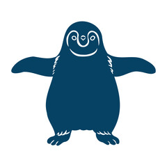 コウテイペンギンの赤ちゃんのシルエットイラスト