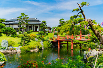Fototapeta na wymiar Japanese garden. A park on Vinpearl Island in Vietnam near Nha Trang city.