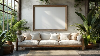 3D design. Mock-up frame in home interior background, 3D render. Decor concept. Real estate concept. Art concept. Home concept. Design concept. 3D concept. Render concept. Frame concept
