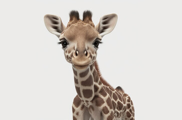 a baby giraffe isolated on white background.