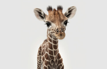 Giraffe head isolated on white background.  illustration.