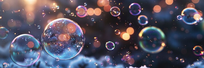 A background of bubbles with an ethereal glow, creating a magical and dreamy atmosphere for design projects - obrazy, fototapety, plakaty