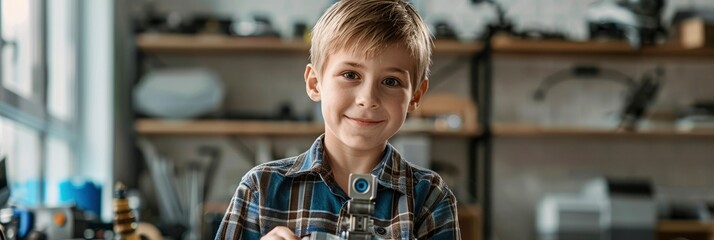 Cinematic photo of an American middle school boy, aged about ten years old with short blonde hair and blue eyes