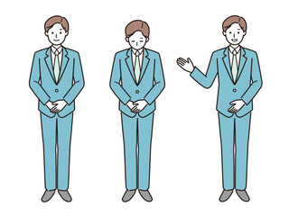 スーツを着た男性のベクターイラストセット