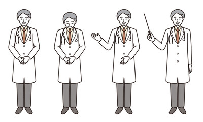 年配の男性医師のベクターイラストセット